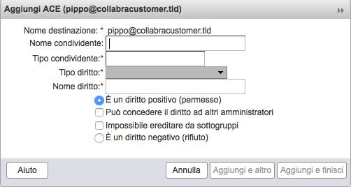 Cliccando Aggiungi o, dopo aver selezionato una ACL presente, Modifica si aprirà un modulo in cui inserire o modificare le configurazione della ACL.