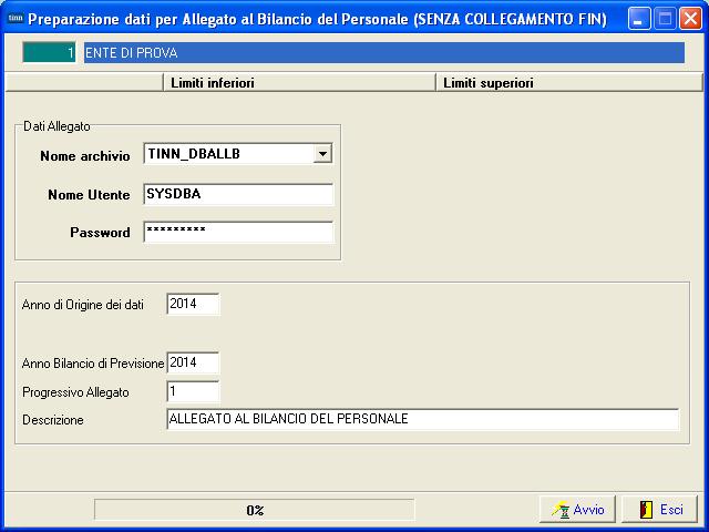 Elaborazioni annuali Preparazione Alleg.Bilancio (no FIN_2) (1 di 1) Preparazione Alleg.