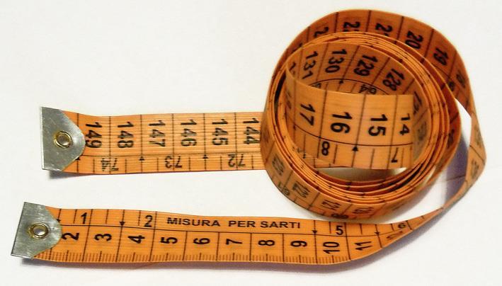 Fig. 5: Metro da sarta con incertezza 0,5 cm Domanda: Procuratevi una riga di lunghezza diversa. Quanto valgono la sua portata e la sua precisione?