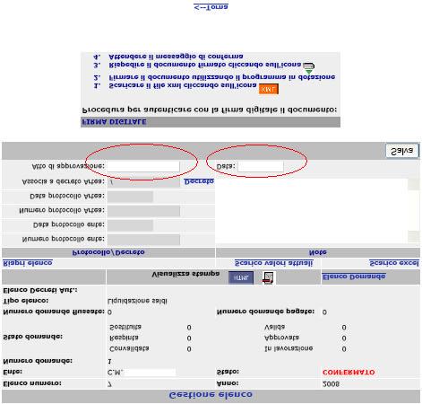 Dopo aver riportato gli estremi (numero e data) dell atto di approvazione dell elenco, l operazione di registrazione si conclude