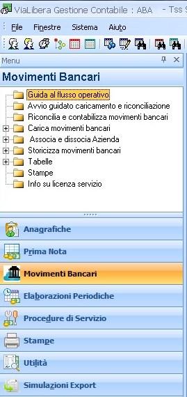 attività di contabilità ViaLibera Gestione Contabile Menù laterale, voce Movimenti