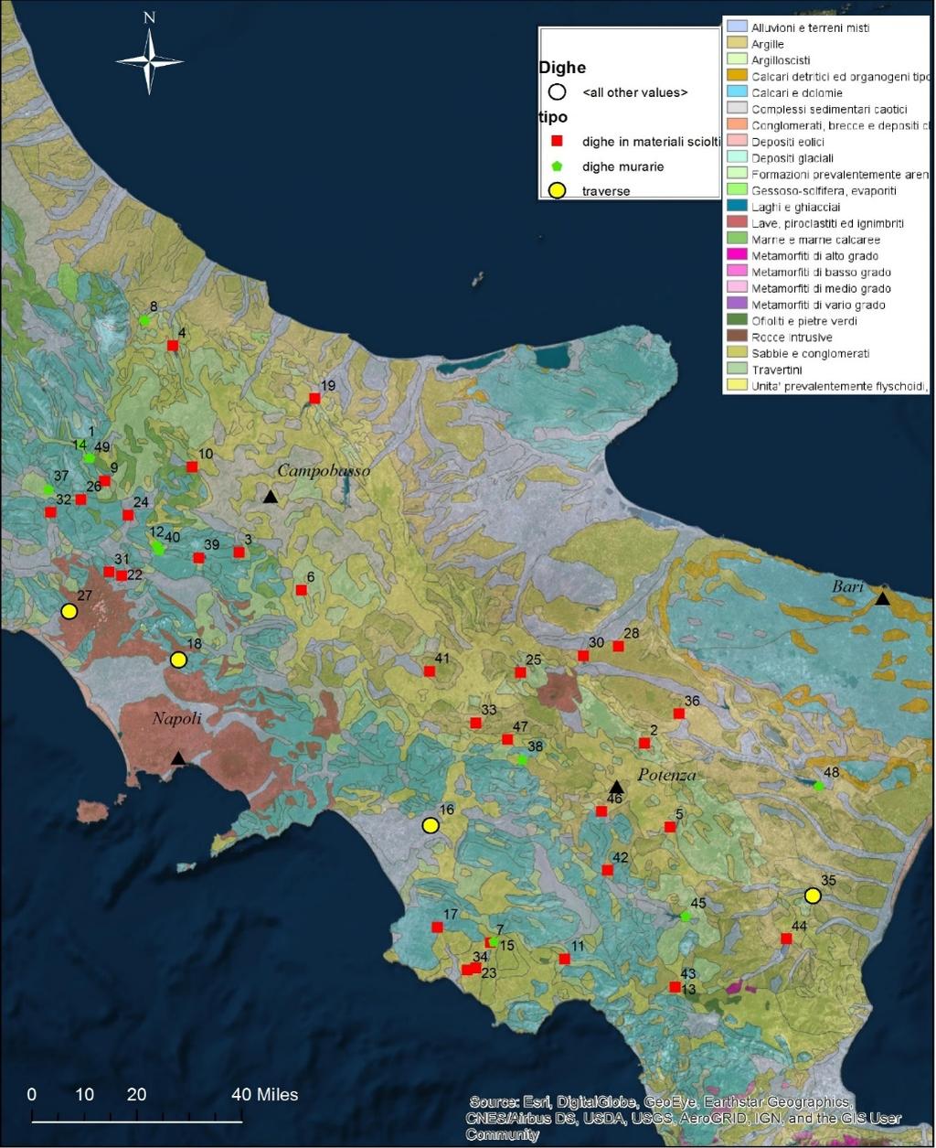 Assetto geologico a piccola scala Terreni di imposta Carta geolitologica dell Italia centro-meridionale continentale,