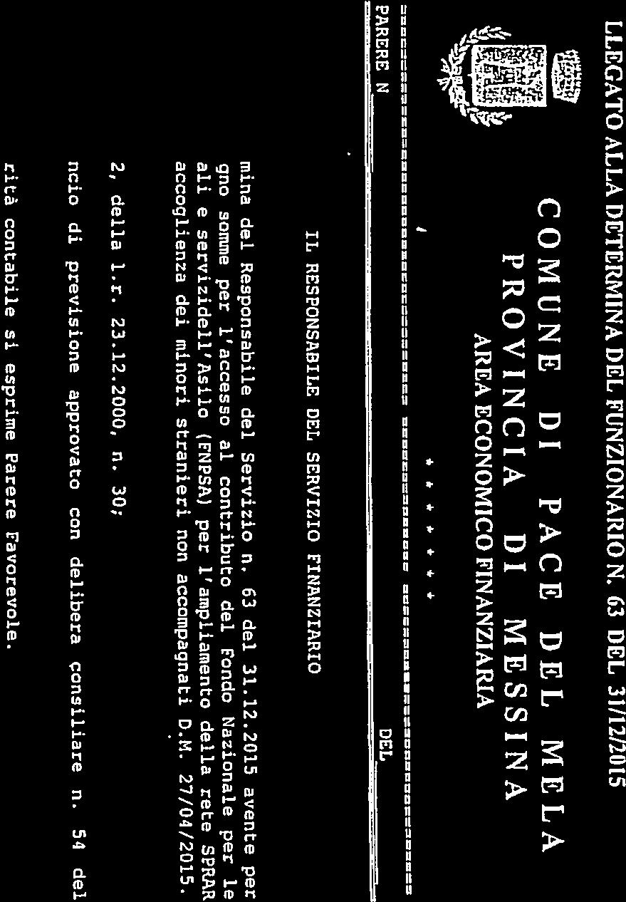 li, 31/12/2015 Visto l art. 12, della l.r. 23.12.2000, n. 30; Visto il bilancio di previsione approvato con delibera consiliare n.