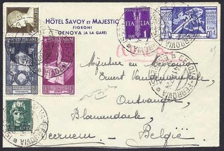 Ottima qualità. 250,00 169 1937 Augusto. 1,75 l. (424). Sorani. Spl. 100,00 170 1937 Aerogr. da Genova 14.1.37 x Belgio, affr.