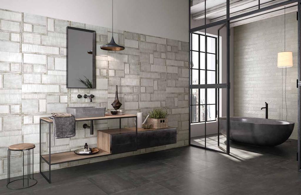 AMBIENTE REALIZZATO CON: SETTING REALIZED WITH: RIV INDUSTRIAL PLATINUM 26X60,5 CM