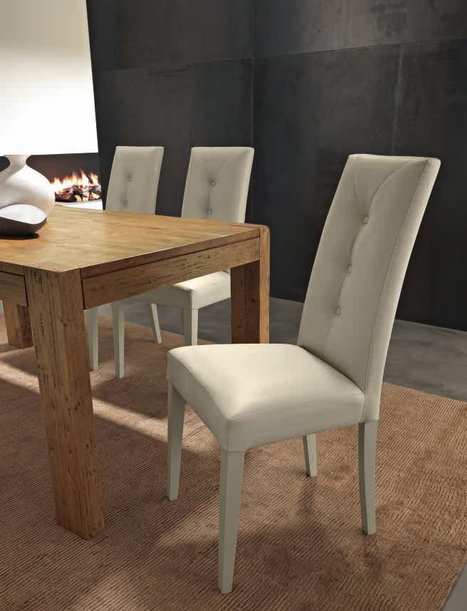 sedia VERA - cod. 2VE2CC fin. ecopelle madras CORDA gambe laccate CORDA VERA chair CORDA madras ecoleather finishing CORDA lacquered legs tavolo MOOD - cod. E65D fin.