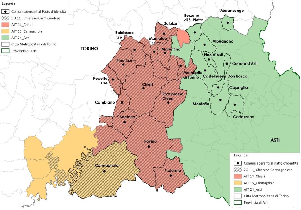 I Comuni del Patto e i sub-ambiti dei Piani AIT 24 Asti AIT 14