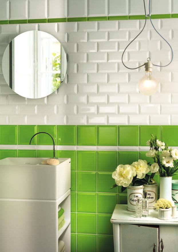 Ambiente realizzato con: 567 Verde Lime 5x5 Listello Berlino Bianco x5