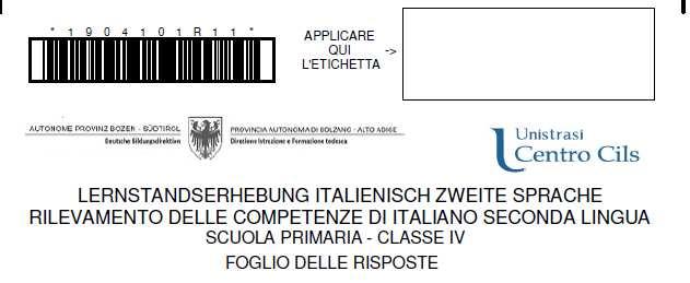 etichette sul foglio delle risposte sarà a