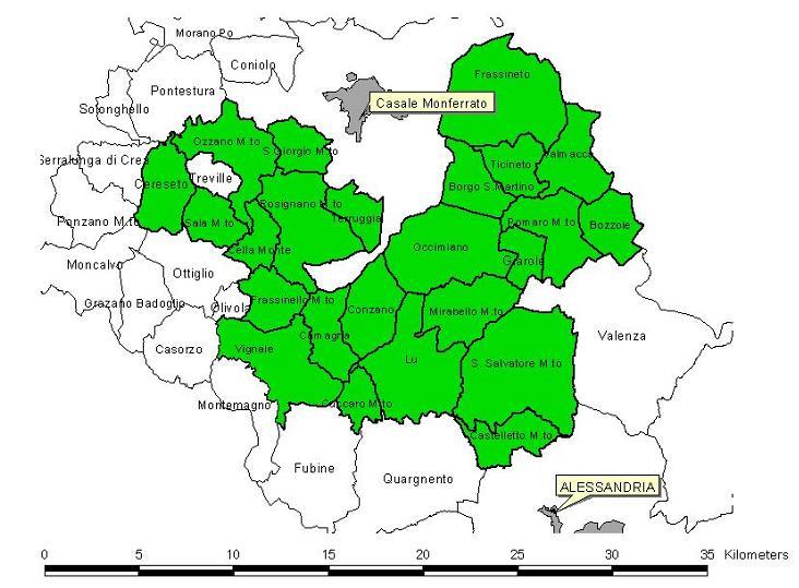 I COMUNI DELLA CONVENZIONE EMAS MONFERRATO 1. OCCIMIANO 2. BORGO SAN MARTINO 3. BOZZOLE 4. CAMAGNA MONF 5. CASTELLETTO MONF 6. CELLAMONTE 7. CERESETO 8. CONZANO 9. CUCCARO 10. FRASSINELLO 11.