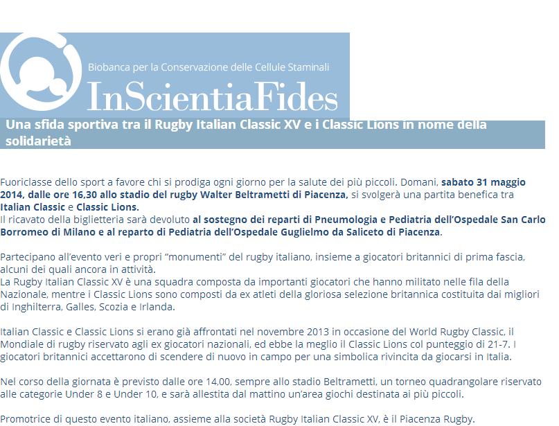Fondazione InScientiaFides, 30/05/2014 http://www.inscientiafides.
