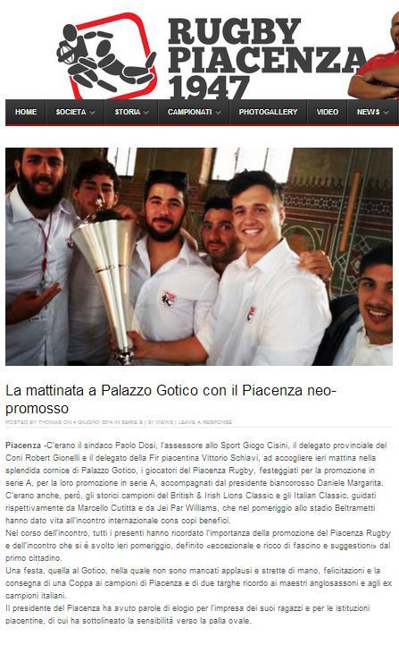 Sito Internet società Piacenza Rugby, 01/06/2014 http://www.