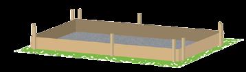 FASE 2 Realizzare cassero per contenere il calcestruzzo Fino a quando il calcestruzzo non è asciutto, è necessario un cassero composto da 4 assi di legno di altezza circa 27 cm per contenerlo.