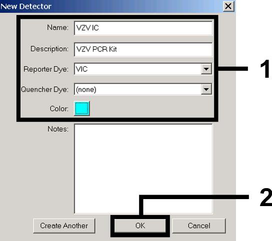 VZV FAM TAMRA Controllo interno (VZV IC) VIC none Per creare questi rilevatori selezionare l'opzione File che si trova in basso a sinistra nel Detector Manager e di seguito l opzione New. Fig.
