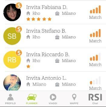 L App fa un match automatico per verificare se ci sono altri Utenti con una Pianificazione in linea con la tua.