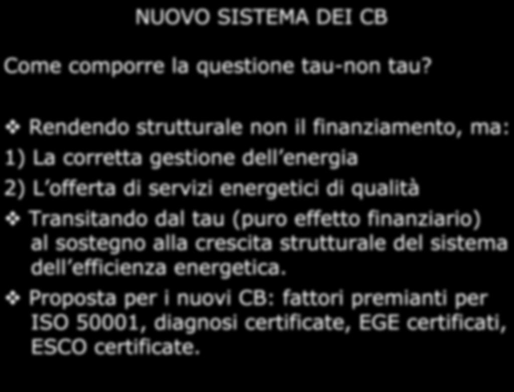 NUOVO SISTEMA DEI CB Come comporre la questione tau-non tau?