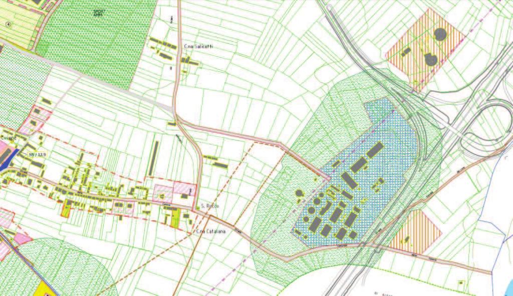 Previsioni urbanistiche Ampliamento ambito per opere di destinazione indotta occupato dagli impianti consortili gestiti da SISI di quanto necessario per