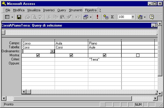 SQL, un linguaggio interattivo SQL immerso in linguaggio ad alto livello Corsi SELECT Corso, Aula, Piano FROM Aule, Corsi WHERE Nome = Aula AND Piano = "" Corso Sistemi Reti Corso Sistemi Reti Aula