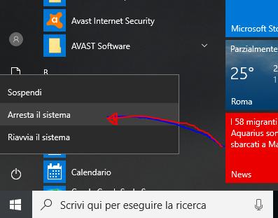 Per chiudere porta il cursore del mouse sulla X e fai click con il tasto sinistro. Cerca sulla tastiera il tasto Windows.