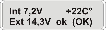 Questa funzione del Sat Programmer permette di verificare la corretta alimentazione proveniente dalla batteria veicolo e dello stato di carica delle batterie interne di autoalimentazione.