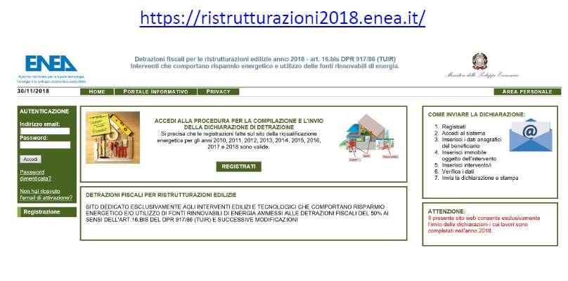 https://ristrutturazioni2018.enea.it/ 1. Registrazione Utente 2.