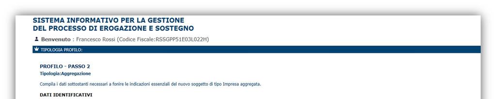 Una volta completato l inserimento dei dati premere il tasto Prosegui, si potrà