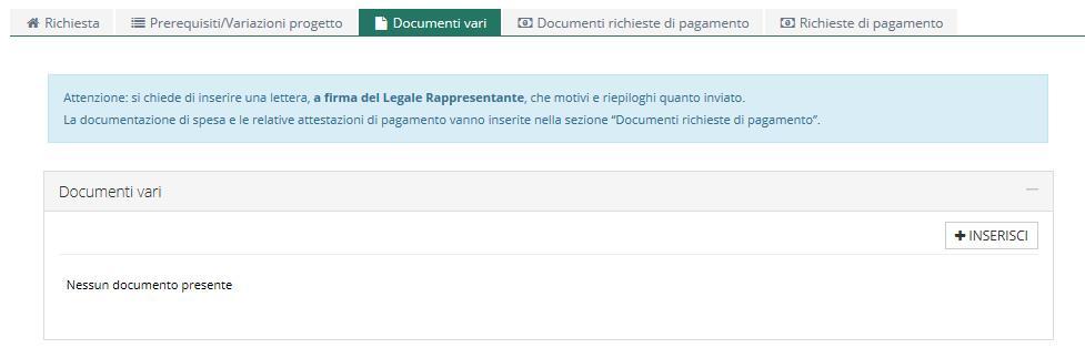 È possibile prendere visione della motivazione di mancato accogliemneto sempre accedento con il pulsante posto sul lato sinistro.