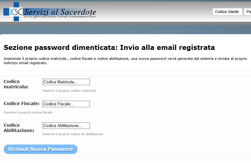 Su questa schermata sarà sufficiente inserire: 1. codice matricola 2. codice fiscale 3.