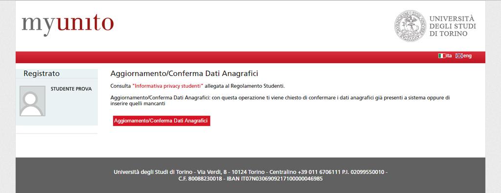 Per inviare la tua application form, è prima necessario che ci confermi i tuoi dati personali.