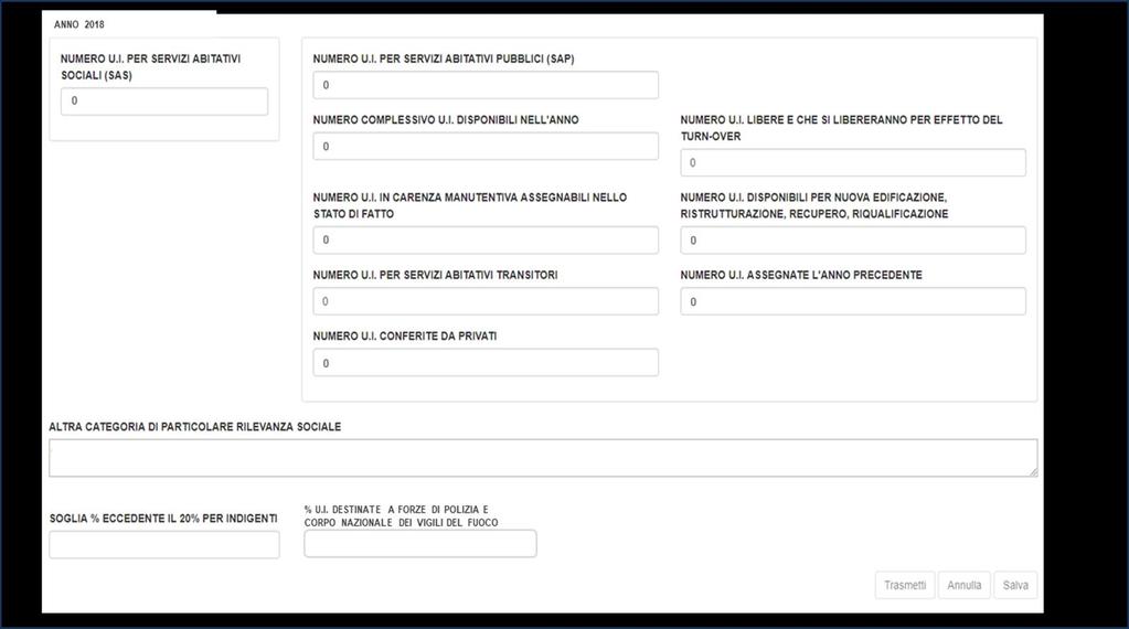 Figura 18 Comunicazione offerta abitativa annuale 1 Valorizzare tutti i campi richiesti per la comunicazione dell offerta abitativa annuale e cliccare sul pulsante Salva (vedi Figura 19).