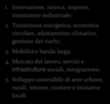 Inclusione sociale e lotta alla povertà 10.Istruzione, competenze e apprendimento permanente 11.Potenziamento della capacità istituzionale e amministrazioni pubbliche efficienti 1.