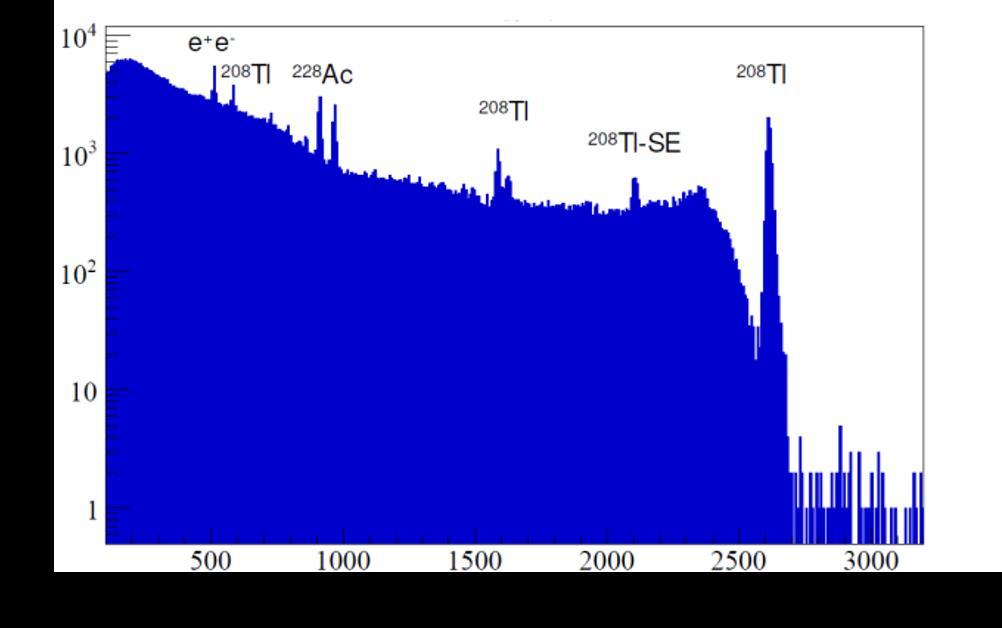 Analisi dati: calibrazione energetica Analisi dati di primo livello: Sorgente di 232 Th posta al di fuori del criostato Filtro ottimo stima dell ampiezza e dei parametri di forma degli impulsi