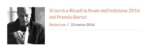 Data: 22/03/2016 Pag.: 1/2 Periodico indipendente Si terrà a Ricadi la finale dell edizione 2016 del Premio Berto!