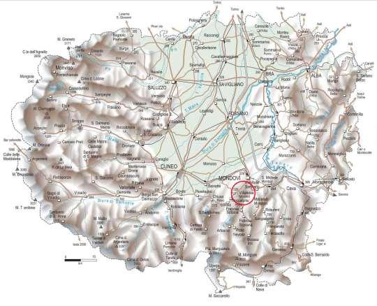 5. INQUADRAMENTO TERRITORIALE Il Comune di Villanova Mondovì, sito nella parte meridionale-orientale della Provincia di Cuneo, appartiene alla zona della pianura Cuneese-Monregalese caratterizzato