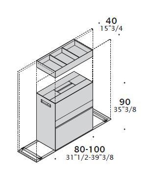 DIMENSIONI VANO CENTRALE - per tutte le isole (nobilitato o laccato). Struttura vano centrale.