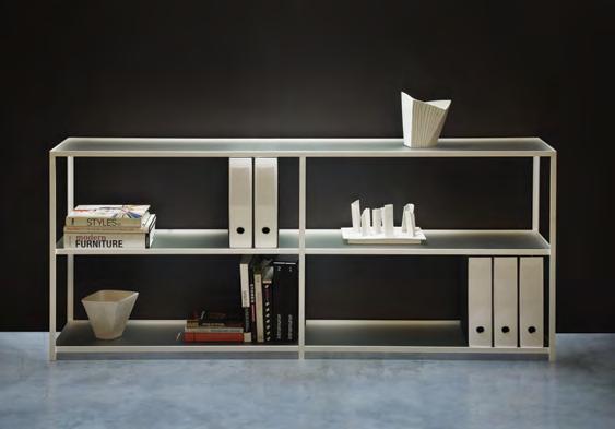 white Shelves: extraclear etched glass 180 x 35 x H 86 cm 110 x 35