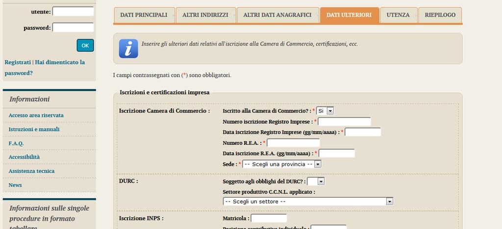 particolare attenzione alla compilazione della sezione DURC.