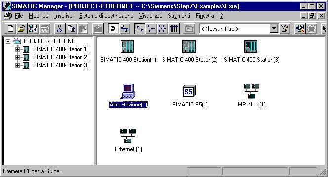 3 Utilizzo del CP Ethernet con NCM S7 Procedimento Per immettere un oggetto sostitutivo nel progetto procedere nel modo seguente: 1. Selezionare il progetto nel SIMATIC Manager. 2.