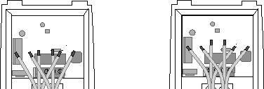 5. Posizione di montaggio 7. Passaggio cavi In linea di principio l'apparecchio può essere collegato in due modi. I cavi possono passare dal basso (fig.