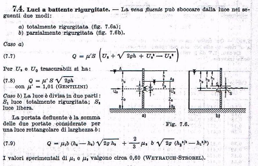 Da segnalare che la prima traversa rigurgita il canale fino alla quota dello sfioro ossia a quota 0.75 m.