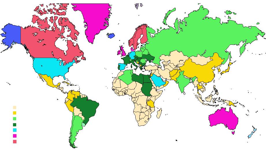 World incidence of classical T1D (0-14 years,