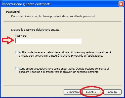Figura 11 Figura 12 Caso Prima emissione certificato Inserire la password di installazione certificato (e non la password di accesso al servizio che potrebbero essere