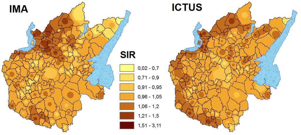 Le analisi geografiche degli eventi sanitari nei comuni, non ci hanno permesso di registrare aumenti specifici nelle