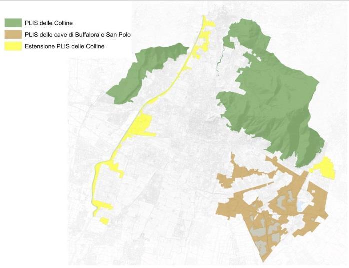 Colline mq 21.823.465 Estensione PLIS delle Colline (nuova previsione) mq 3.