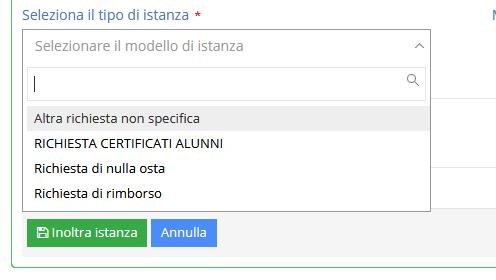 Le opzioni per l anagrafica TUTORI sono le seguenti: RICHIESTA CERTIFICATI ALTRA RICHIESTA NON SPECIFICA RICHIESTA DI RIMBORSO RICHIESTA DI NULLA OSTA RICHIESTA DI ACCESSO AGLI ATTI Le opzioni per l