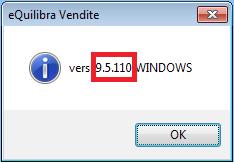 2-1-1) e appena entrati tenere premuto il tasto CTRL con lo zero della tastiera alfabetica, comparirà il riquadro con la versione in uso: - Se il numero di versione è inferiore a 9.6.