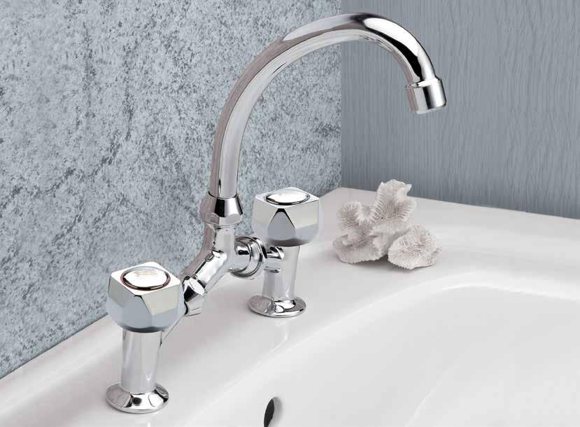 Wash basin mixer without pop-up waste.
