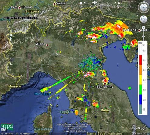 Dalle ore 13:00 UTC si formano, a ridosso dell Appennino emiliano, i primi temporali sparsi,