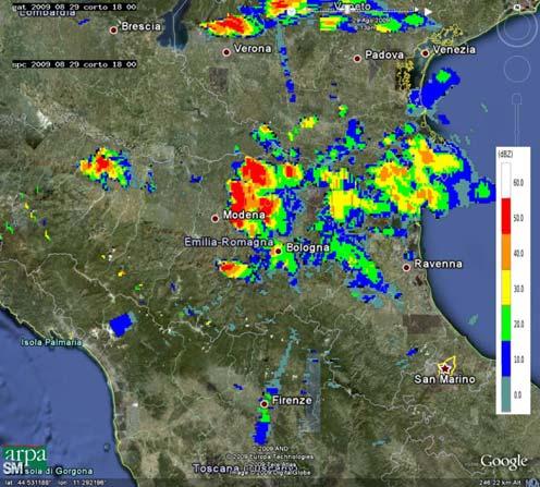 Le precipitazioni proseguono con particolare intensità nella pianura settentrionale al confine tra Bologna e Modena