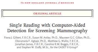 1. Revisione letteratura su CAD mammografico, Henriksen, Acta Radiologica, 2018 2.